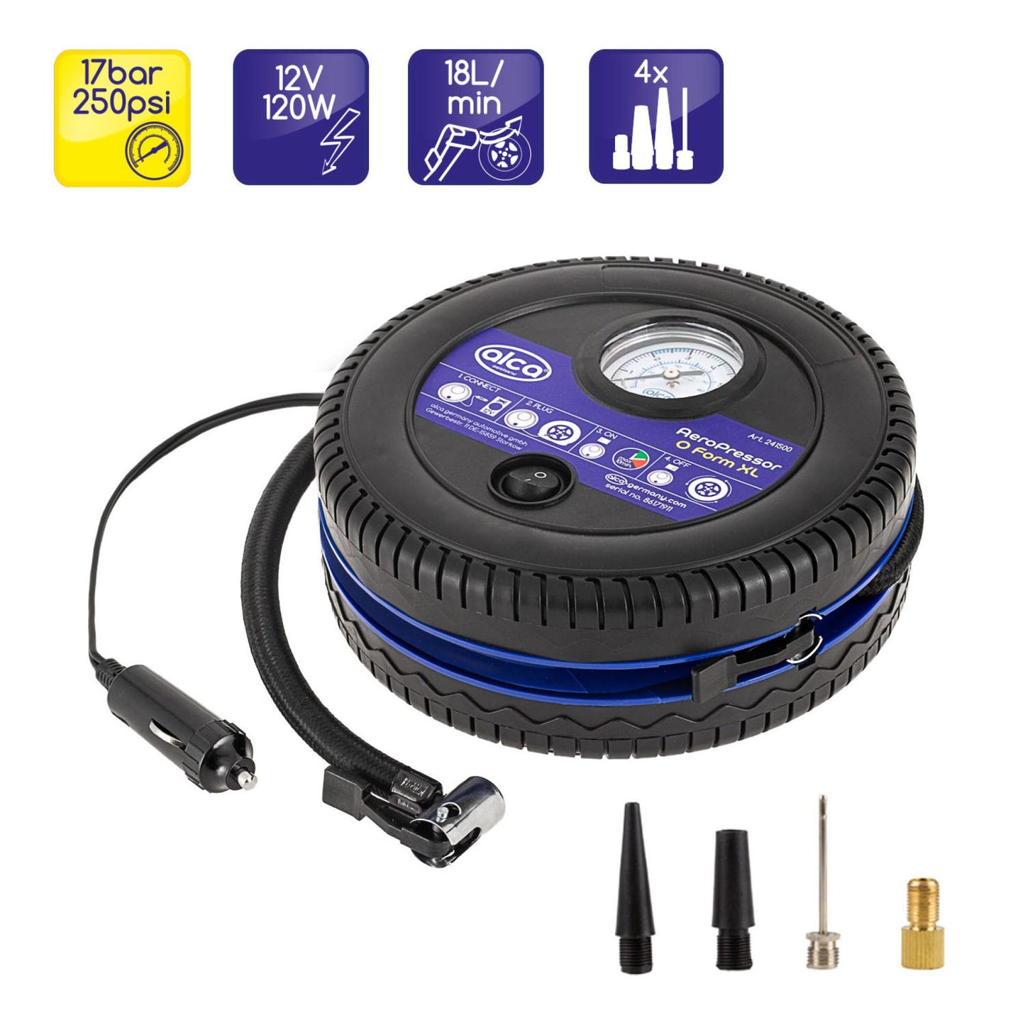 Портативный компрессор для авто Alca 241500 O-Form 12V120W