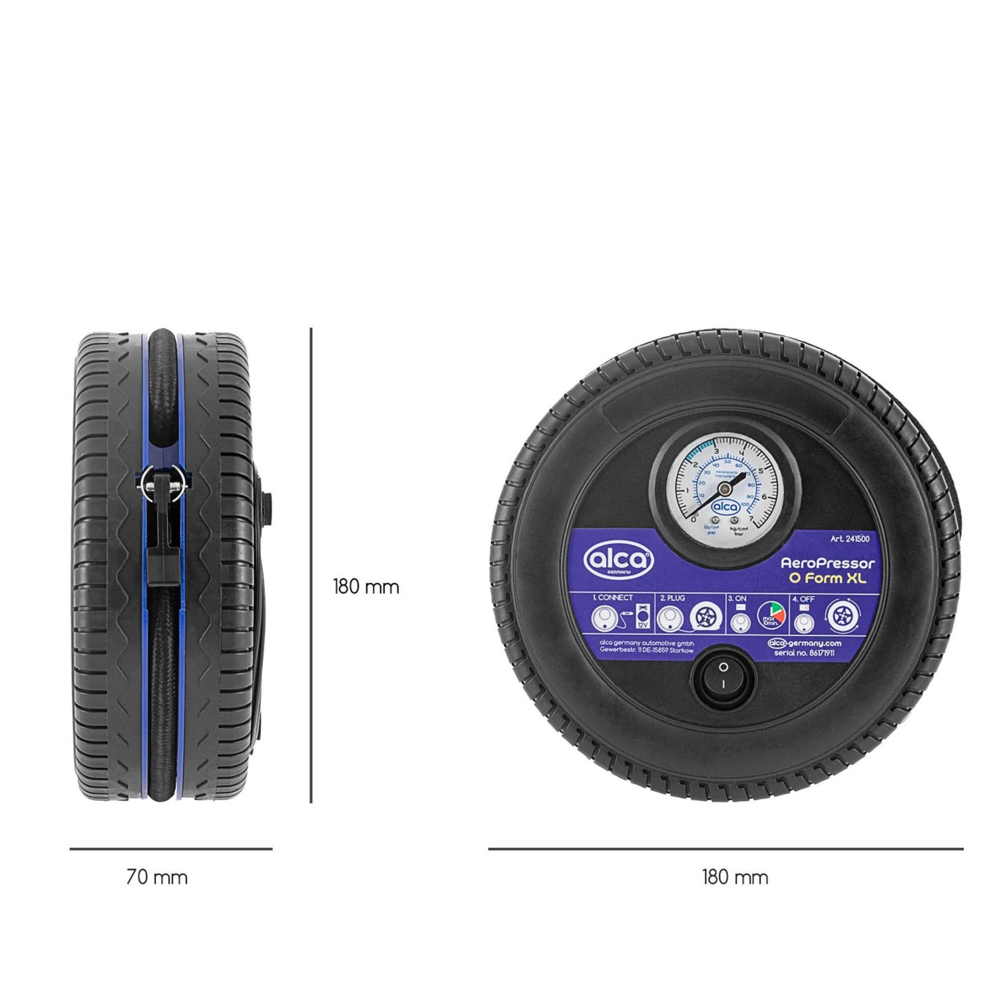 Портативный компрессор для авто Alca 241500 O-Form 12V120W