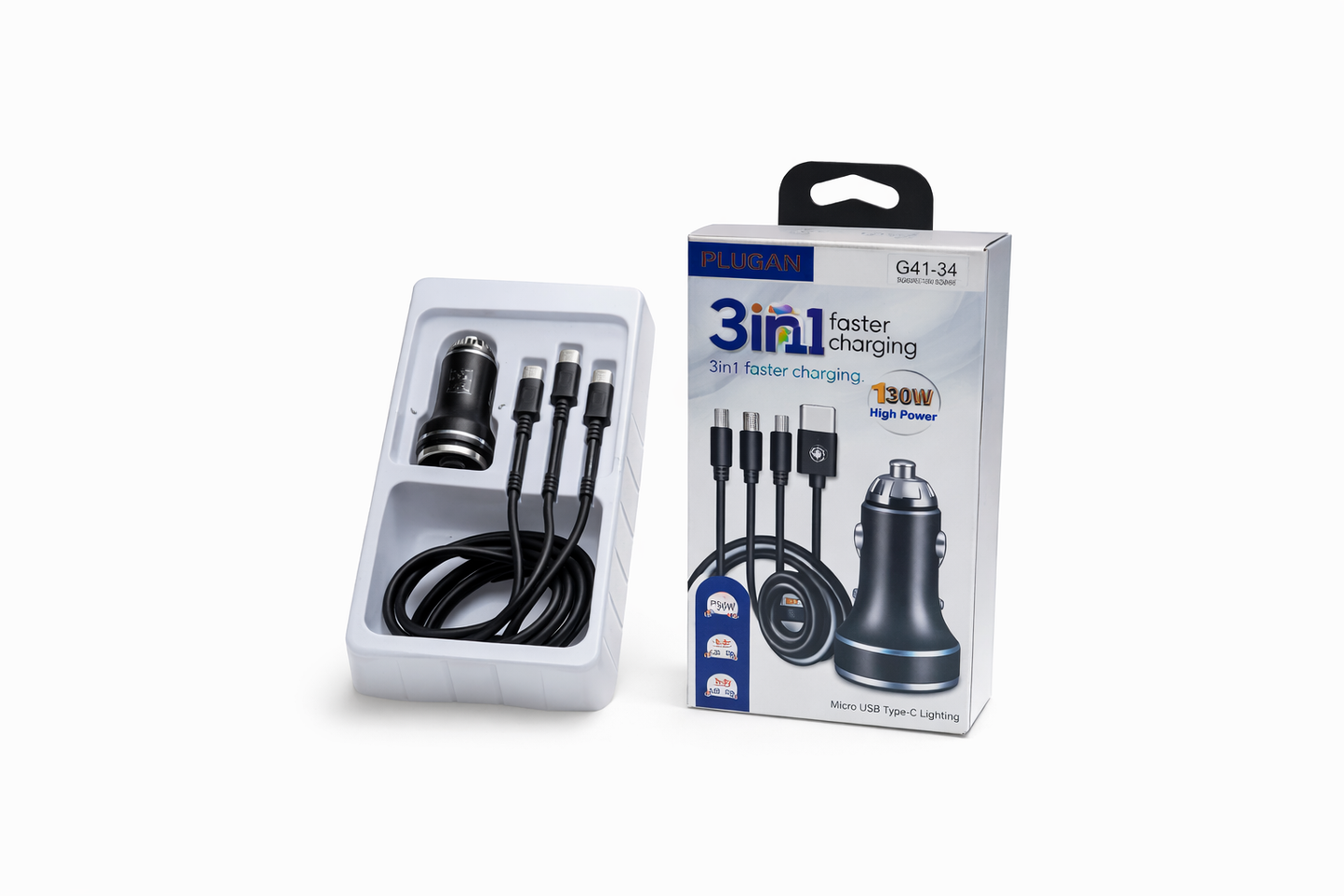 Провод зарядки телефона Pugan 3в1+USB зарядка G41-41